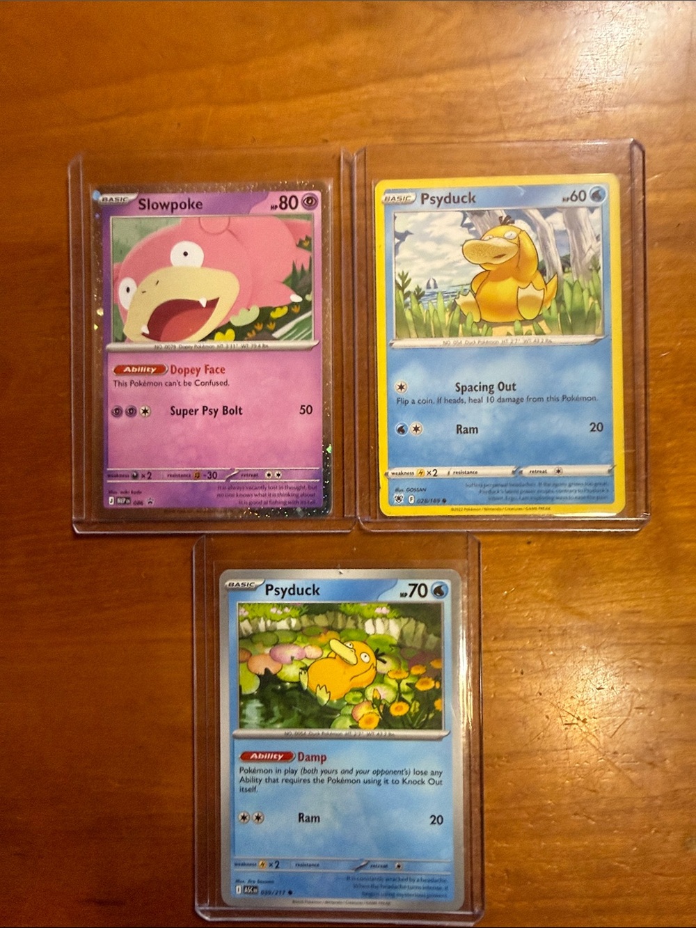 Pokemon Pink Slowpoke and Blue Psyduck Trading Cards
